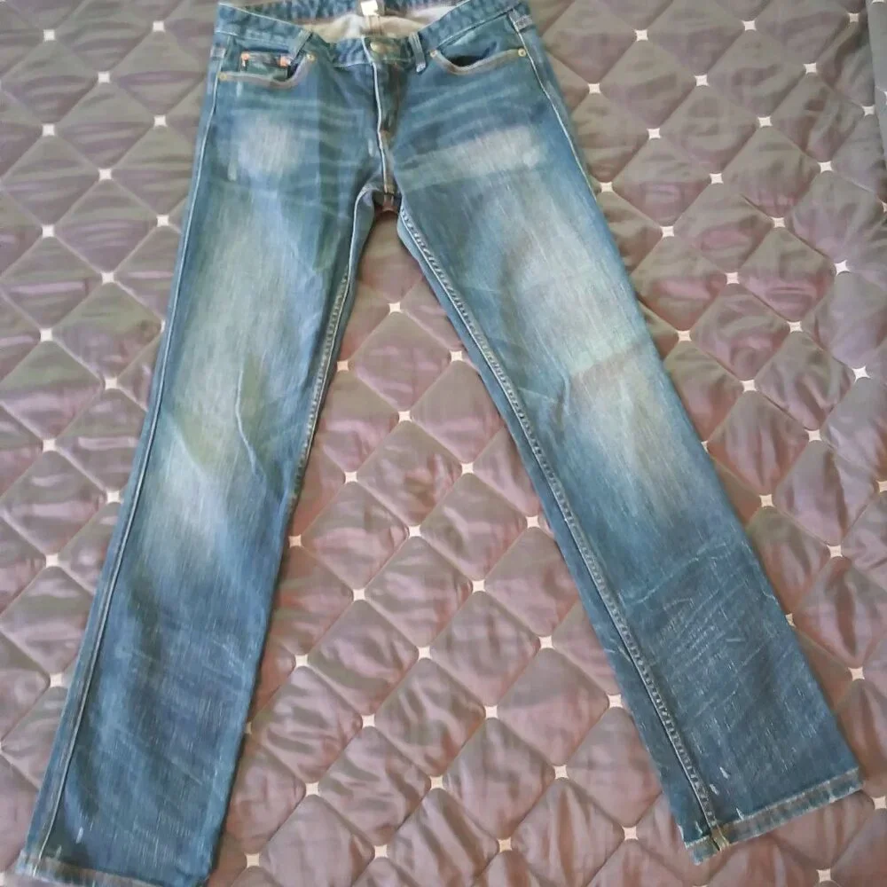 Armani Exchange π Womens Gorgeous Boot Cut Denim Distressed Wash Blue Jeans π - Picture 2 of 14